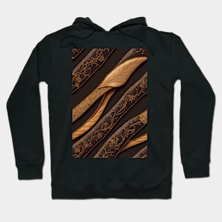 Dark Brown Ornamental Leather Stripes, natural and ecological leather print #65 Hoodie